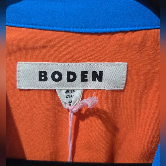 NWT Boden Pink Elsa Midi Tea Dress, Pink, Blue And Orange W/ Buttons - Picture 10 of 13